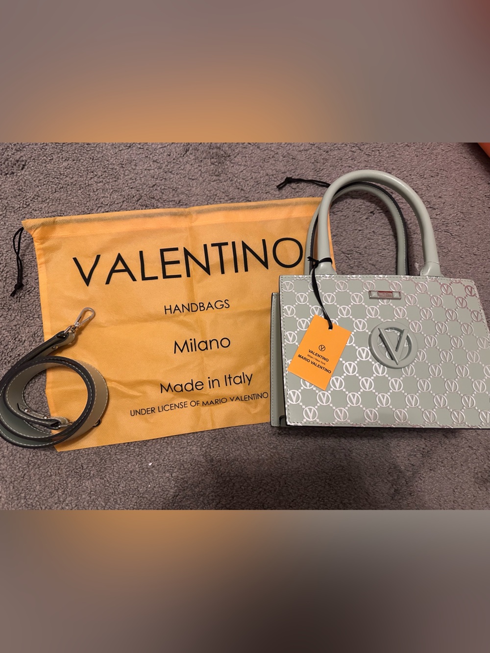 Mario Valentino Mimi Teal V-Logo Embossed Handbag Crossbody NWT